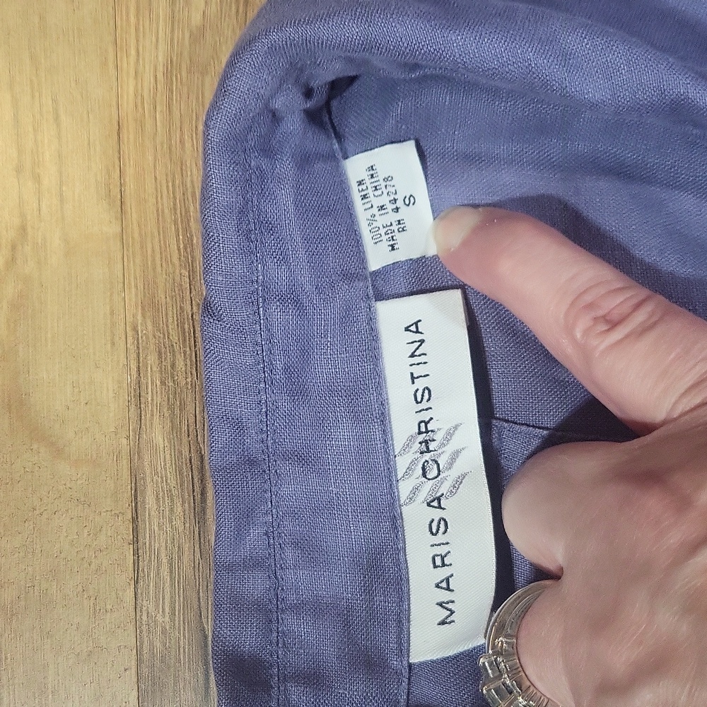 MARISA CHRISTINA Periwinkle Blue Linen Lagenlook 2 Piece Shirt/Jacket & Pants - Picture 3 of 17